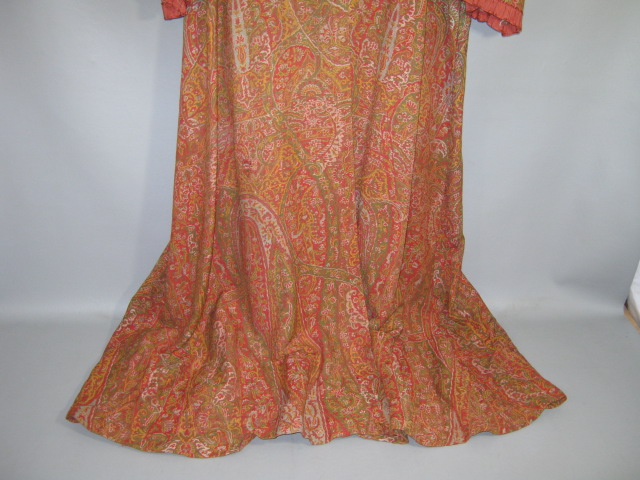 Vintage Antique 1870s Victorian Era Dressing Gown Orange Brown Paisley Pattern 5