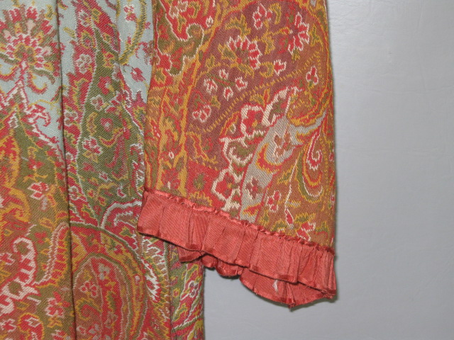 Vintage Antique 1870s Victorian Era Dressing Gown Orange Brown Paisley Pattern 6