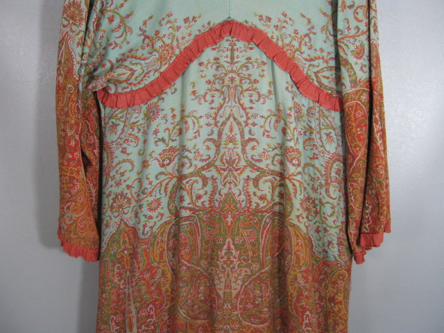 Vintage Antique 1870s Victorian Era Dressing Gown Orange Brown Paisley Pattern 9