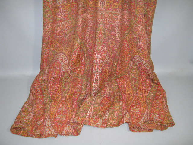 Vintage Antique 1870s Victorian Era Dressing Gown Orange Brown Paisley Pattern 10