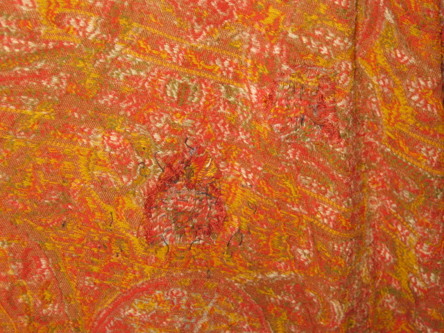 Vintage Antique 1870s Victorian Era Dressing Gown Orange Brown Paisley Pattern 16