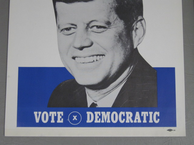 Original 1960 John F Kennedy JFK Political Campaign Poster + Bumpersticker NR! 3