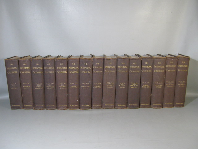 Vtg Antique 1898 International Cyclopedia Set 15 Volumes Hardcover Encyclopedia