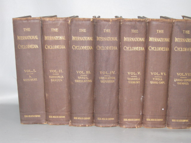 Vtg Antique 1898 International Cyclopedia Set 15 Volumes Hardcover Encyclopedia 1