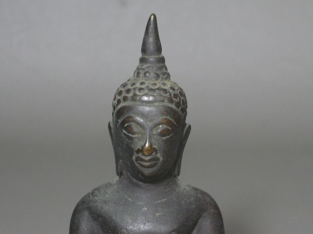 Vtg Antique Bronze Buddha Buddhist Statue Figurine India Indian Thailand Thai NR 1