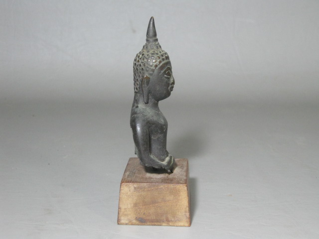 Vtg Antique Bronze Buddha Buddhist Statue Figurine India Indian Thailand Thai NR 2
