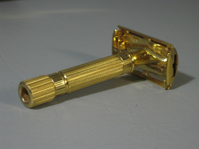 Vintage Gold Gillette Aristocrat Safety Razor Original Case With NOS Blades NR! 5