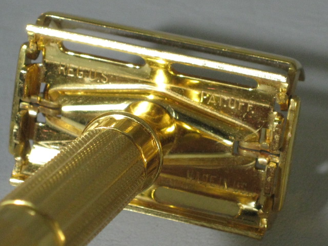 Vintage Gold Gillette Aristocrat Safety Razor Original Case With NOS Blades NR! 8
