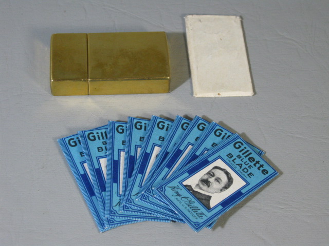 Vintage Gold Gillette Aristocrat Safety Razor Original Case With NOS Blades NR! 9