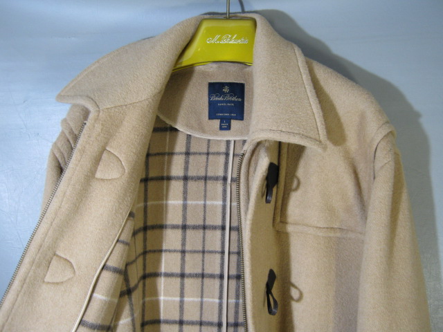 Brooks Brothers Camel Hair Toggle Coat Size Large Bone Buttons Plaid Lining NR! 4