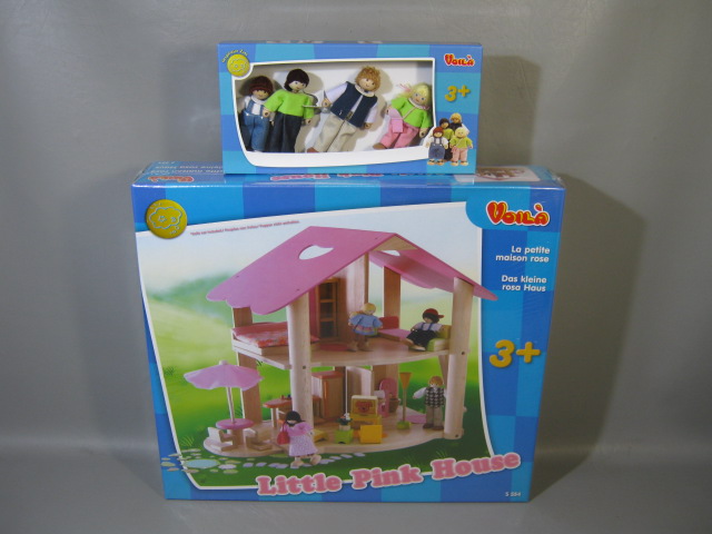 NEW Imagination Zone Voila Little Pink House Wooden Doll House S 554 + Furniture