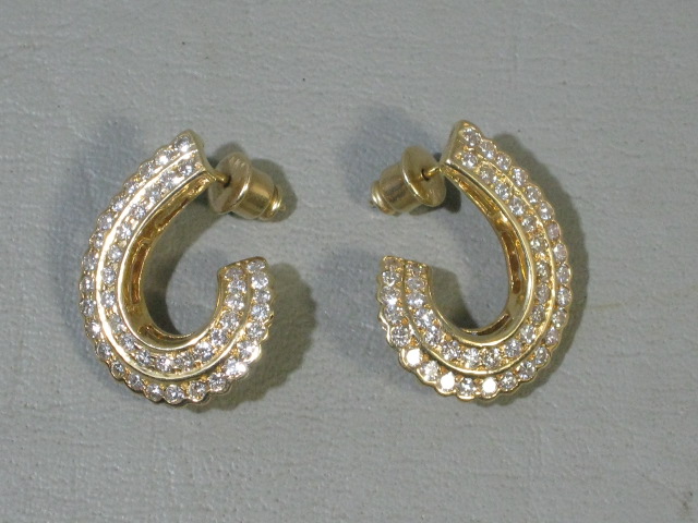 Vtg 2.2ct SI-1 I-1 G-H Prong Set Diamond 14k Yellow Gold Scallop Huggie Earrings