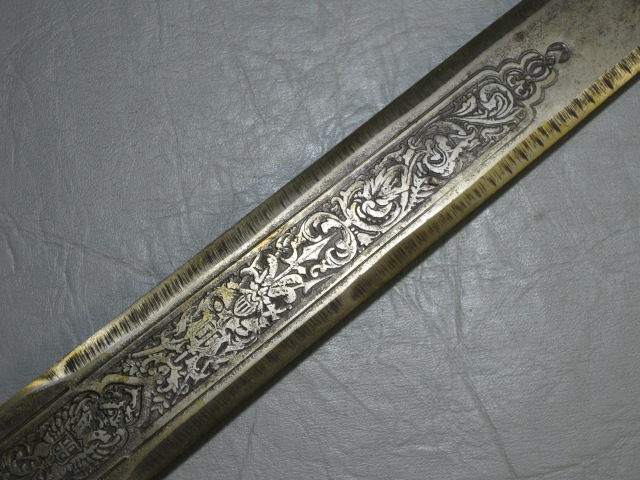 Vintage Toledo Sword Made In Spain Wire Handle 33" Engraved Blade NO RESERVE! 8
