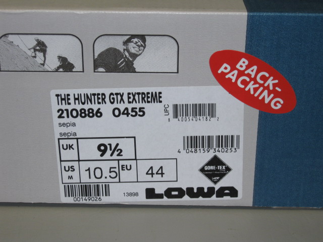 Lowa Hunter GTX Extreme Boots Sepia US 10.5 10 1/2 UK 9 1/2 9.5 EU 44 W/ Box NR! 8