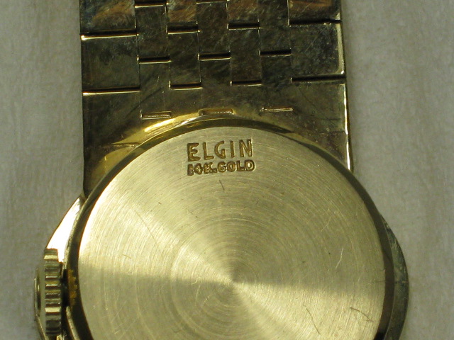 Rare Vtg Lady Elgin 14k Gold Golden Century Collection Ladies Watch Blue Face NR 10