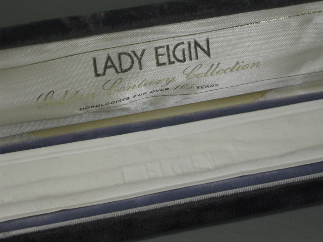 Rare Vtg Lady Elgin 14k Gold Golden Century Collection Ladies Watch Blue Face NR 12