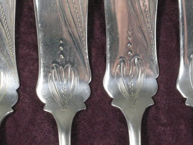Antique Franz Bahner German 800 Silver Fish Set Forks Knives Tulip Pattern 19+oz 5