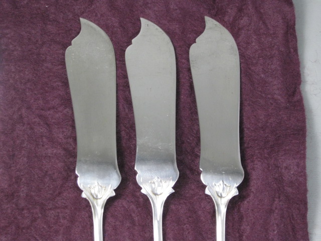 Antique Franz Bahner German 800 Silver Fish Set Forks Knives Tulip Pattern 19+oz 9