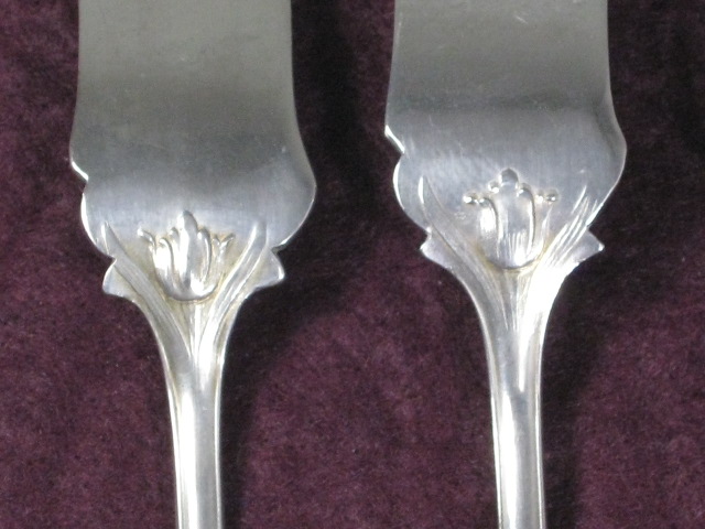 Antique Franz Bahner German 800 Silver Fish Set Forks Knives Tulip Pattern 19+oz 10