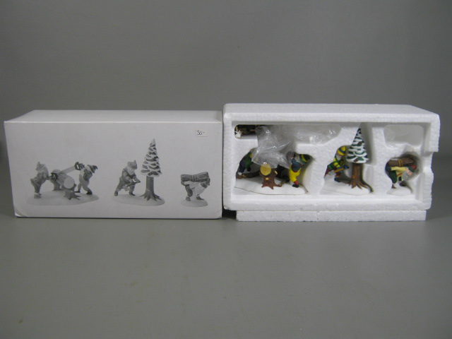 6 Dept 56 Xmas Figurines Snowman Santa Elves Sleigh & Tiny Reindeer North Pole 3