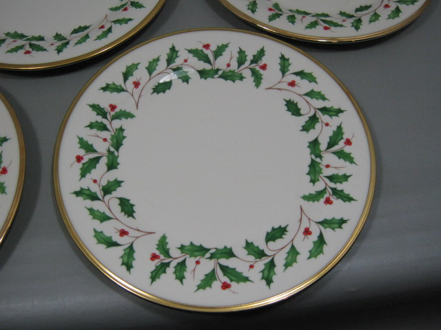 9 Lenox Dimension Collection Xmas Holiday Holly Berry Gold Dinner Plates Set Lot 1
