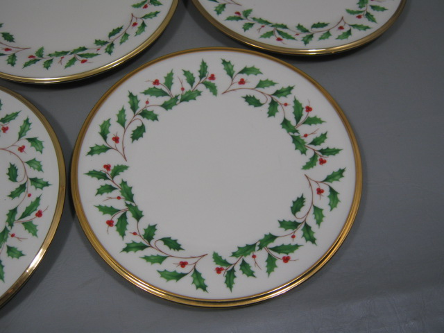 9 Lenox Dimension Collection Xmas Holiday Holly Berry Gold Salad Plates Set Lot 1