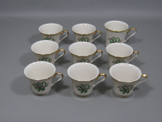 9 Lenox Dimension Collection Xmas Holiday Holly Berry Tea Cups Coffee Mug Set NR