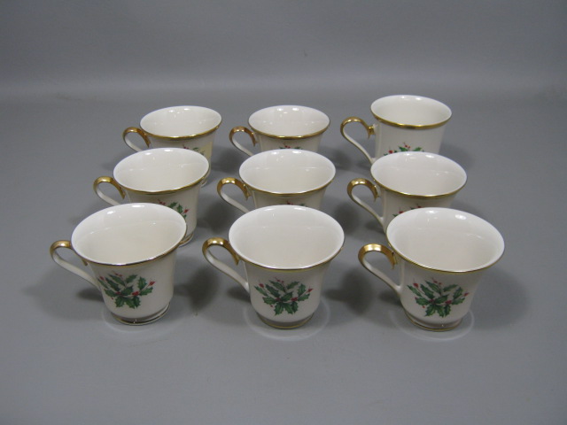 9 Lenox Dimension Collection Xmas Holiday Holly Berry Tea Cups Coffee Mug Set NR 1