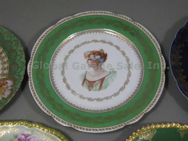 7 Vtg Antique Plate Collection Set Lot Vienna Austria Imperial Crown Lattice NR! 5