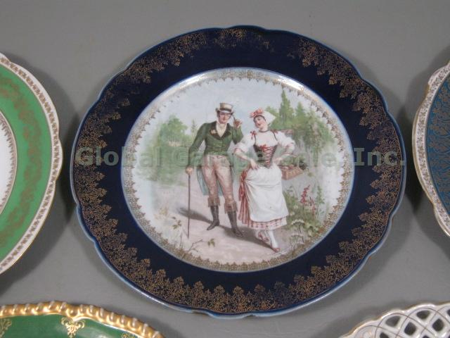 7 Vtg Antique Plate Collection Set Lot Vienna Austria Imperial Crown Lattice NR! 6