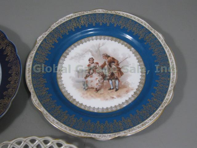 7 Vtg Antique Plate Collection Set Lot Vienna Austria Imperial Crown Lattice NR! 7