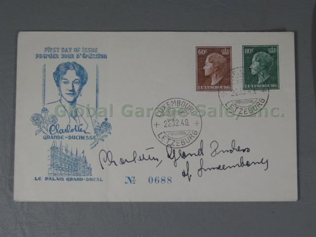 RARE Charlotte Grande Duchess Luxembourg Hand Signed FDC 1952 Letter Autograph 1