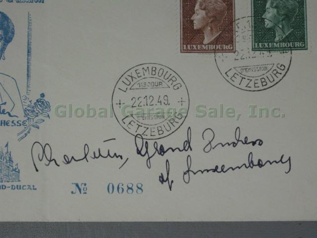 RARE Charlotte Grande Duchess Luxembourg Hand Signed FDC 1952 Letter Autograph 2