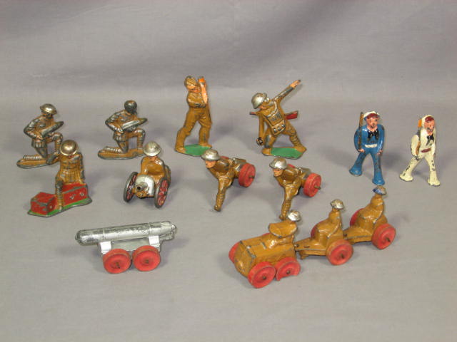 14 Lead Barclay WWI Toy Army Navy Military Soldier Lot