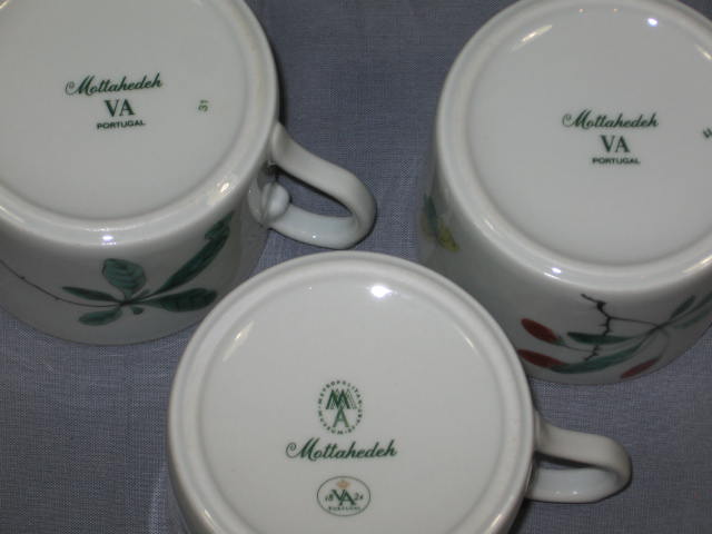 3 Mottahedeh Vista Allegra Famille Verte Cups 6 Saucers 5