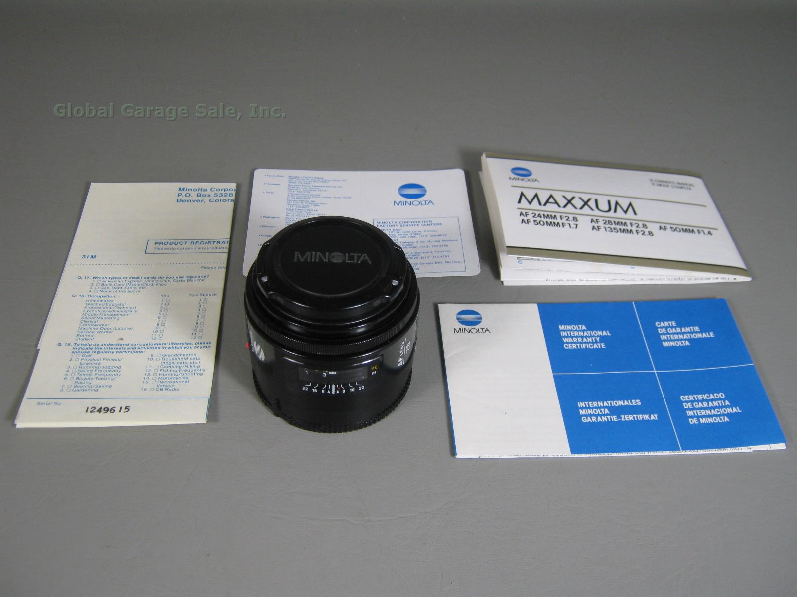 Minolta Maxxum 28 mm 28mm F/2.8 1:2.8 AF Wide Angle Camera Lens Sony Alpha NR!