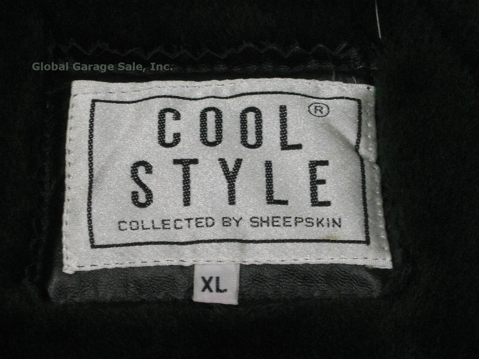 Men Cool Style Green & Tan Hooded Sheepskin Leather? Heavy Winter Coat Jacket XL 6