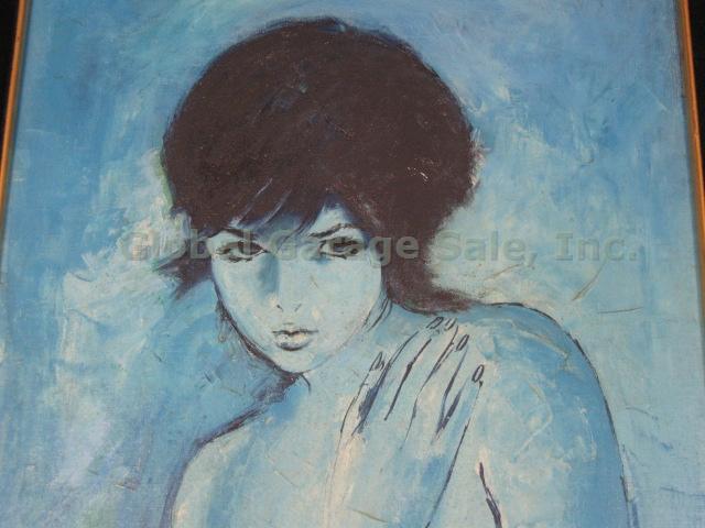 Vtg 50s 60s Framed Oil Painting On Canvas Blue Nude Woman Verdi Signed Original? 1