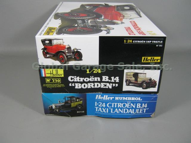 3 Heller Humbrol 1/24 Scale Models Citroen B14 Borden Taxi Landaulet 5HP Trefle 9