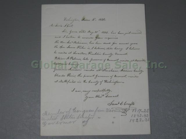 RARE Vermont Governors Signatures Signed Autographed Letters Document 1797-1950s 24