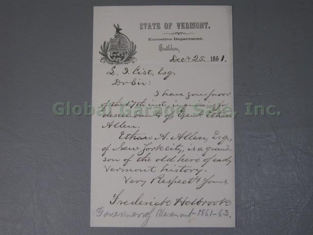 RARE Vermont Governors Signatures Signed Autographed Letters Document 1797-1950s 51