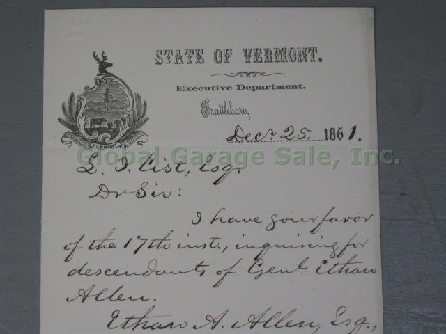 RARE Vermont Governors Signatures Signed Autographed Letters Document 1797-1950s 52