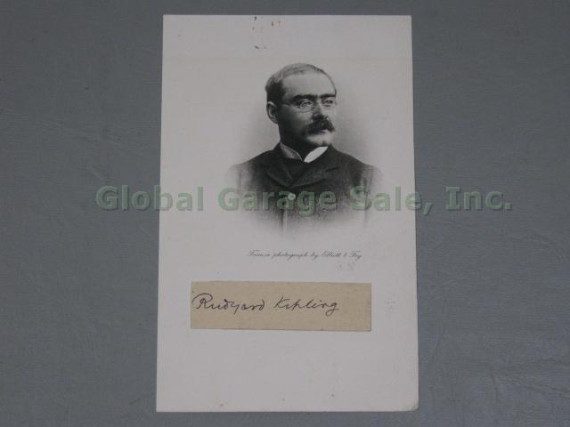 Authentic Rudyard Kipling Signed Cut Signature Autograph On Elliott Fry Photo NR