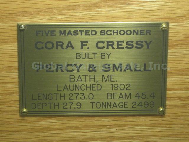 Percy & Small Five Masted Schooner Cora F Cressy Half Hull Model Ship Boat 1902 3