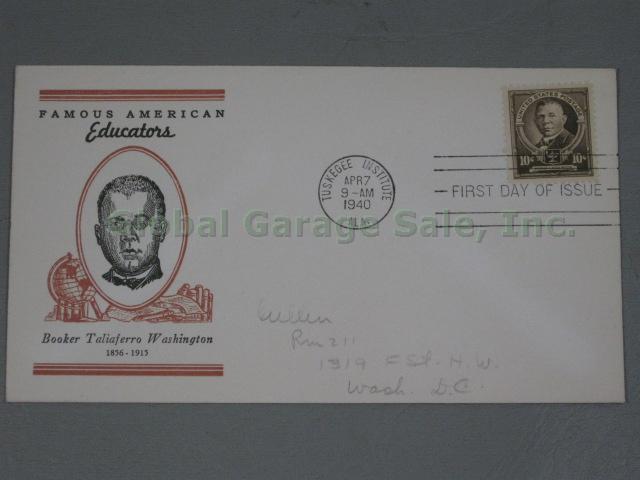 Booker T Washington Signed Cut Signature Autograph + 1940 1956 FDCs + US Stamps 9