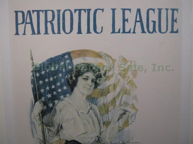 Vtg Original 1918 WWI Howard Chandler Christy Patriotic League Poster 28" x 20" 2