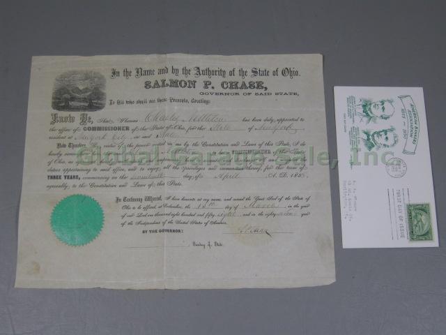 Salmon P Chase 1858 Signed Document Ohio Governor US Chief Justice Autograph NR!