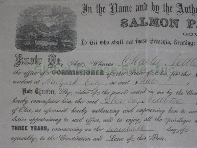Salmon P Chase 1858 Signed Document Ohio Governor US Chief Justice Autograph NR! 2