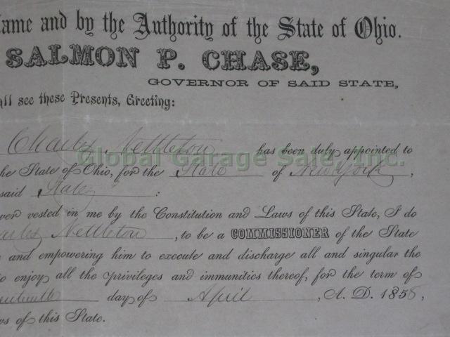 Salmon P Chase 1858 Signed Document Ohio Governor US Chief Justice Autograph NR! 3