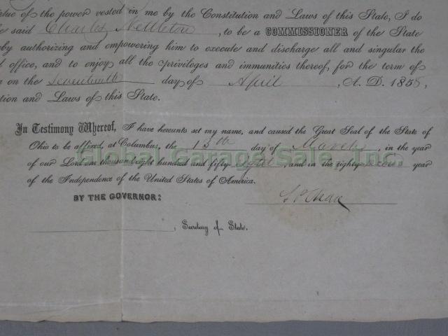 Salmon P Chase 1858 Signed Document Ohio Governor US Chief Justice Autograph NR! 4